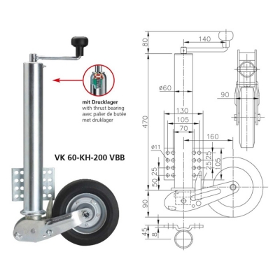 КОЛЕСО ОПОРНОЕ ТК60 200/90 -250КГ